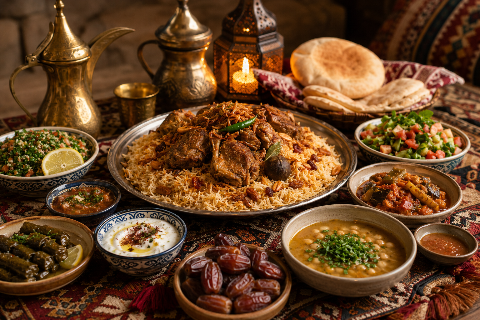 أطباق سعودية تقليدية على مائدة واحدة
